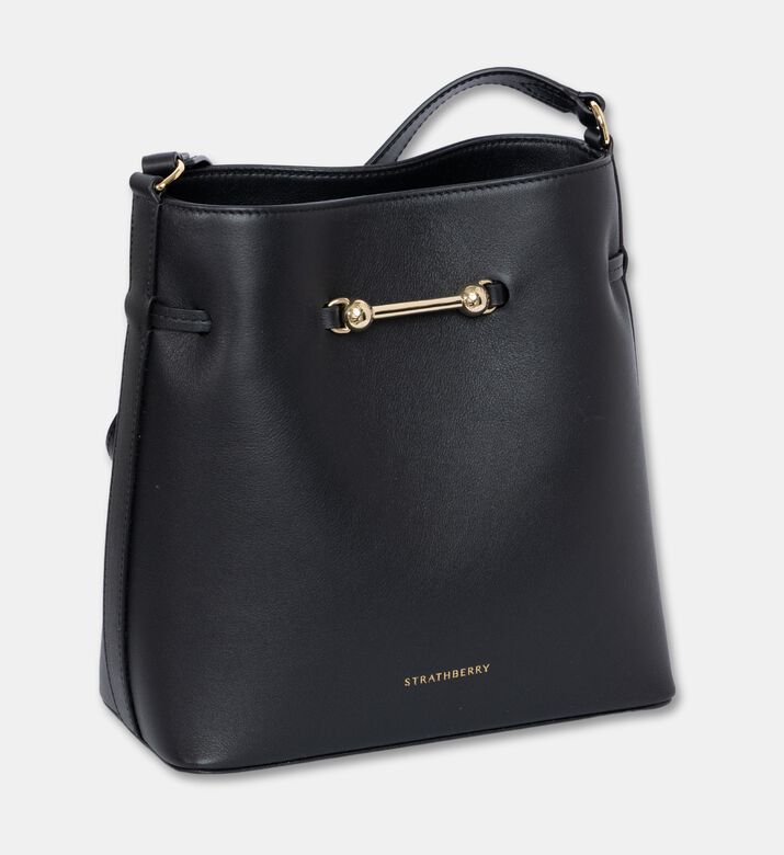 Strathberry Corda Smooth Leather Bucket Bag, Black, Packshot View