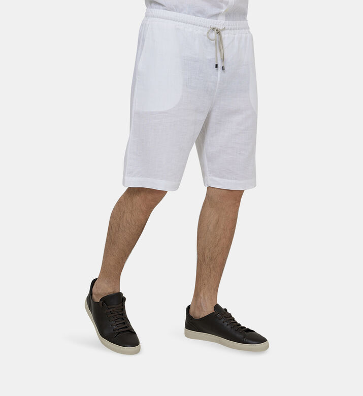 Linen Blend Elastic Waist Shorts
