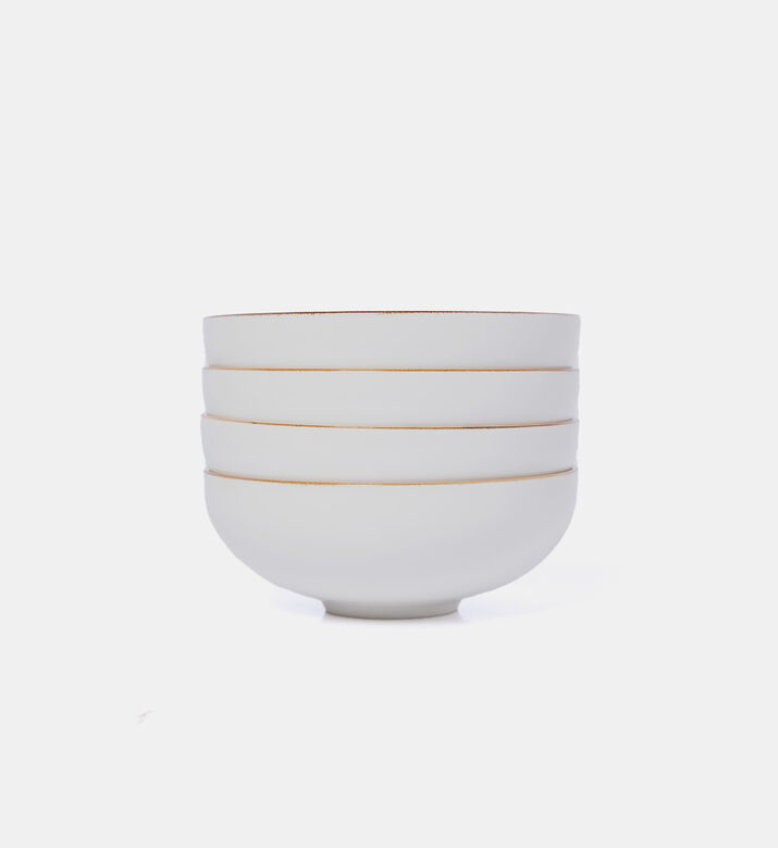 Home Deco and More Leaf Print Round Porcelain Bowl 4-piece Set - 15.8x6 Cm, Packshot View