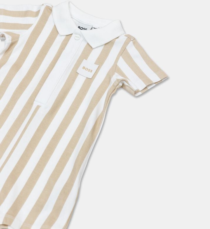 Boss Striped Organic Cotton Playsuit, Grey, 3m, Packshot View