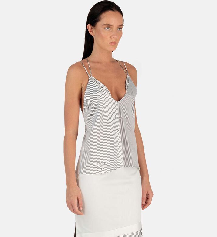 Silk Striped Satin V-neck Cami