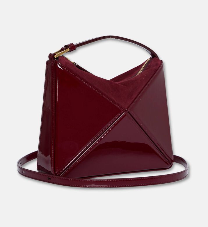 Mlouye Flex Calf Leather Mini Hobo Bag, Burgundy, Packshot View