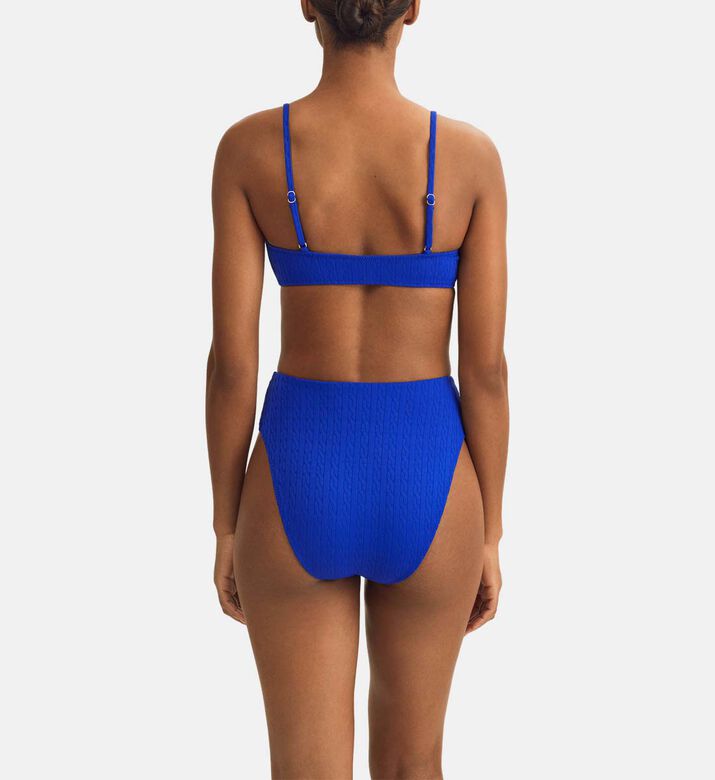 Cable-knit High-rise Bikini Bottoms