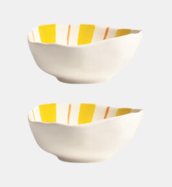 مجموعة أوعية دائرية بنمط خطوط قطعتين