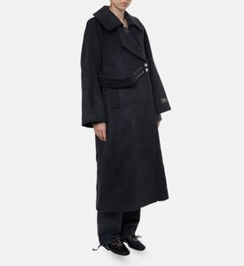Ganni Double Face Long-sleeve Coat, Model View