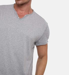 Zadig et Voltaire Monastir Henley-neck Cotton T-shirt, Grey, S, Model View