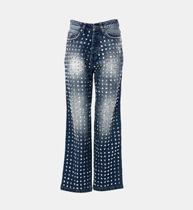 بنطال جينز بقصة مستقيمة مرصع