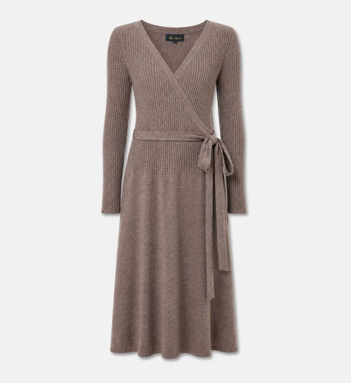 Luisa Spagnoli Ciottolo Waist Belt Long-sleeve Flared Dress, Taupe, M, Packshot View