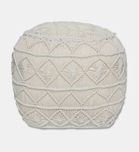 Home Deco and More Moulin Natural Cotton Pouf, Packshot View
