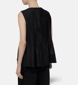 Edward Achour Paris Sleeveless Pintuck Pleating Shell Top, Black, 40, Model View