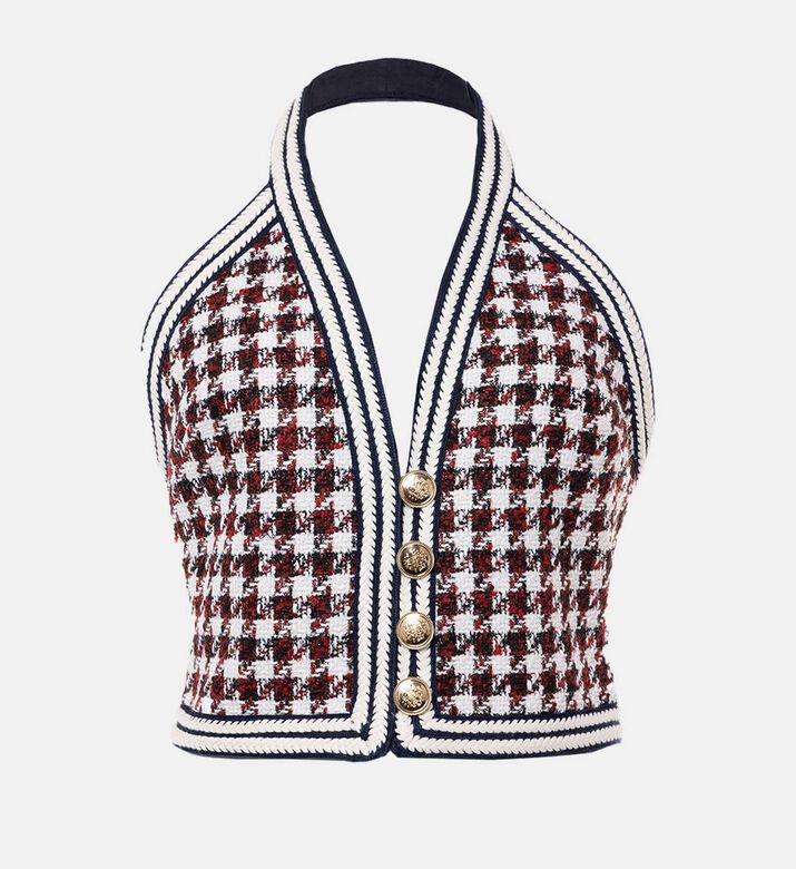 بلوزة أوغستينا قصيرة بنقشة هاوندزتوث