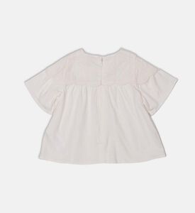 بلوزة بأكمام قصيرة مطرزة بأزهار