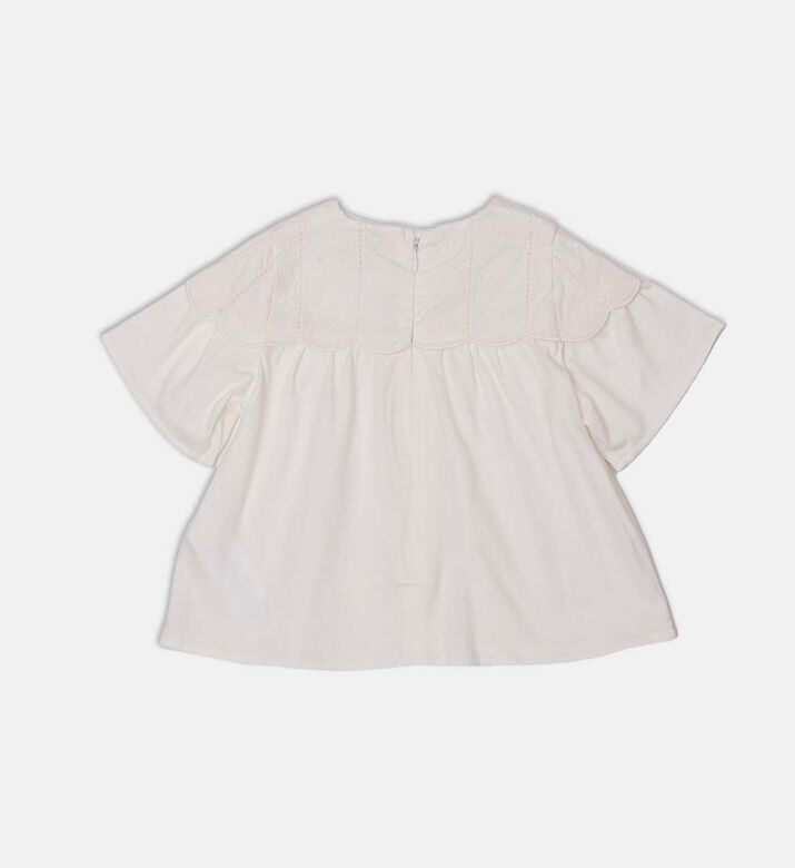 Floral-embroidery Short-sleeve Blouse