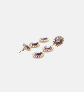 Triple Round Amethyst Stoneearrings