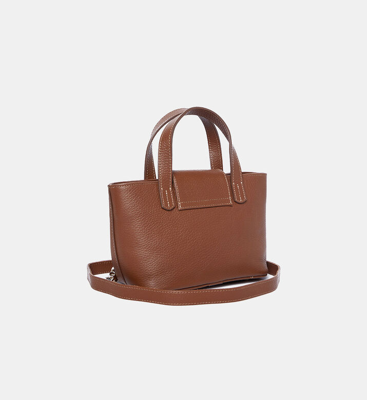 Leather Logo-lock Handbag