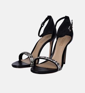 كعب جلدي بحزام كريستالي