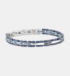 Nomination Navy Striped Band Polished Bar Link Bracelet, Packshot View