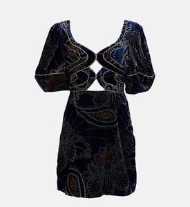 فستان صغير مخملي بأوشحة زهرية