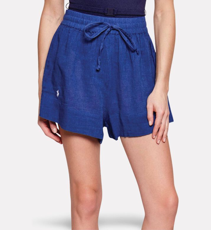 Polo by Ralph Lauren Linen Cover-up Shorts, Blue, L, Model View