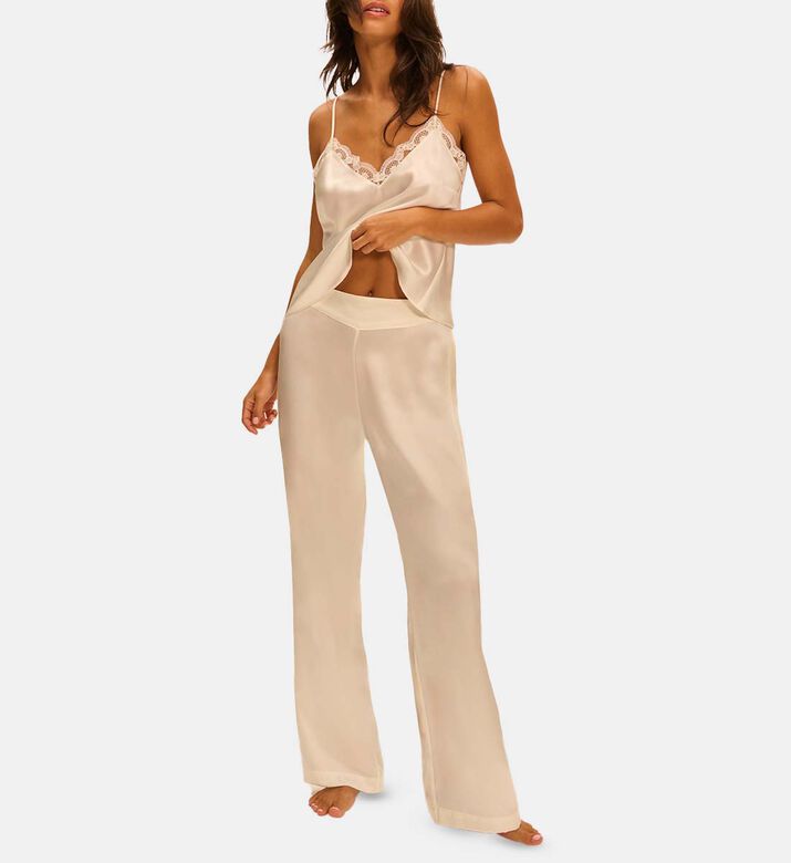 Satin Lace-detailing Pants