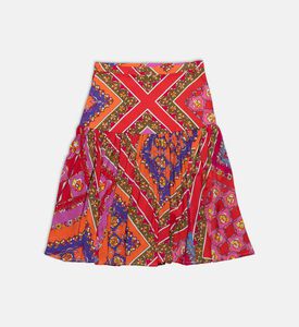 تنورة متوسطة الطول بنقشة مرقعة