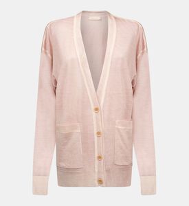 كارديغان محبوك بياقة V بجيوب خارجية