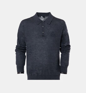 سترة بولو صوف بتفاصيل جلد