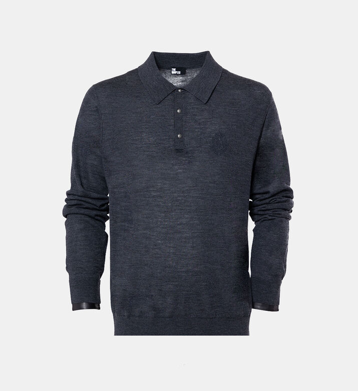 Leather-detail Wool Polo Sweater