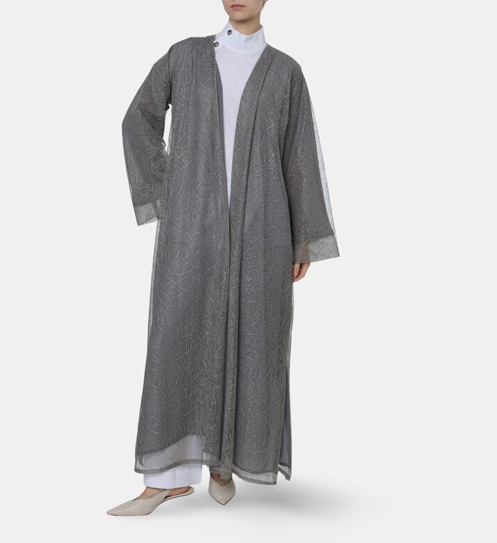 BARG Shimmering-finish Matching Scarf Abaya, Model View