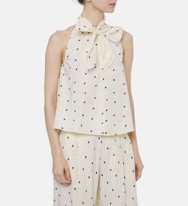 Forte-Forte Polka-dot Ruffle Detail Top, Model View