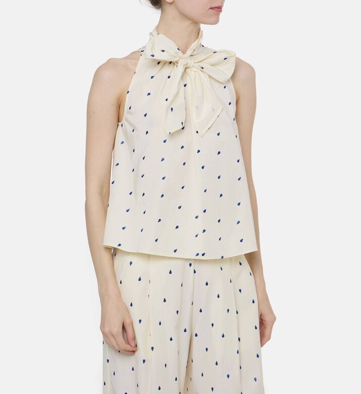 Forte-Forte Polka-dot Ruffle Detail Top, Model View