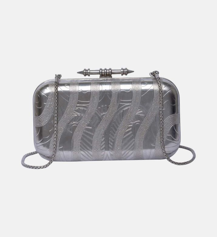 The Sahra Brass Golden Clutch