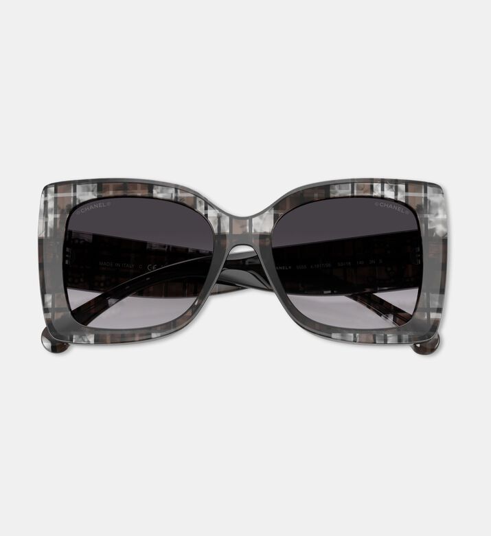 Chanel Acetate Square-shaped Sunglasses, Black, Packshot View