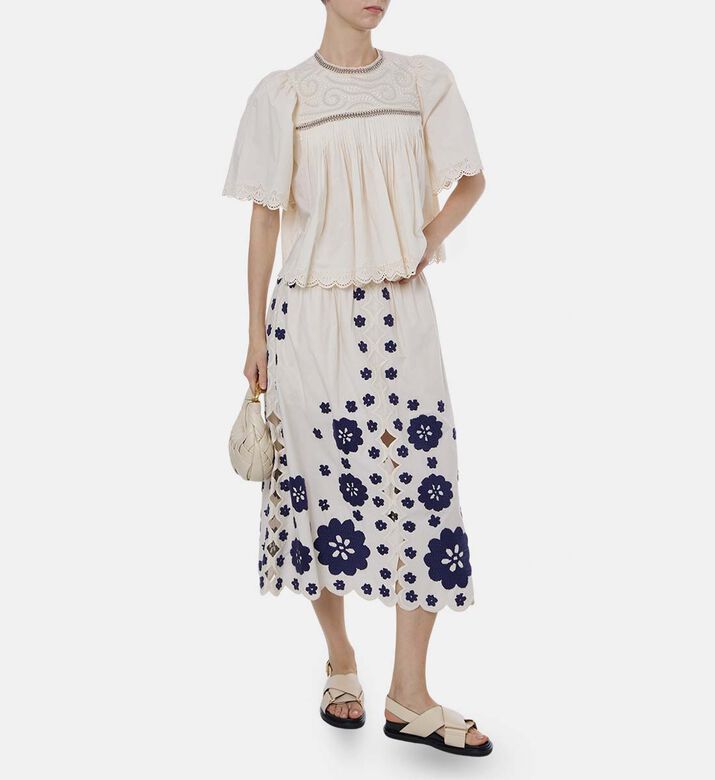 Scalloped Hem Short-sleeve Blouse Scalloped Hem Short-sleeve Blouse