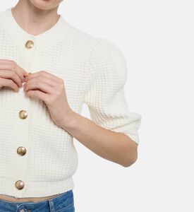 Ba and Sh Button-down Long-sleeve Cardigan, Off-white, S, Model View