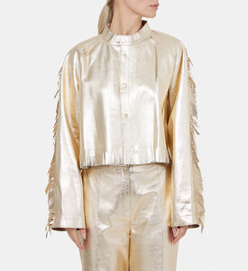 Fringed Leather Cropped Jacket