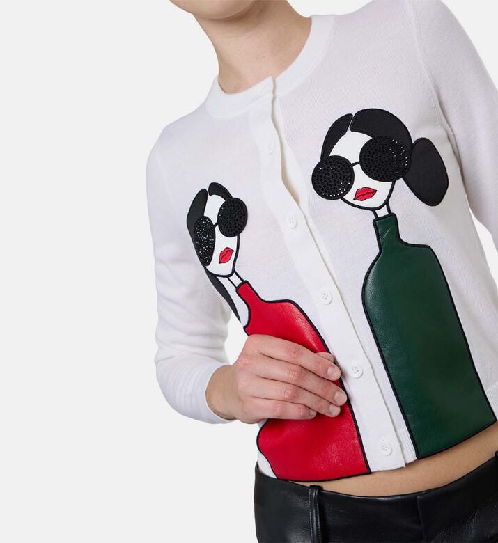 Alice and Olivia Button Closure Long-sleeve Cardigan, Model View Alice and Olivia Button Closure Long-sleeve Cardigan, Model View