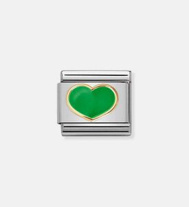 حلية كلاسيكية بقلب أخضر وذهبي قابلة للتركيب