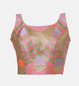Savanna Nermin Brocade Crop Top, Pink, L, Packshot View