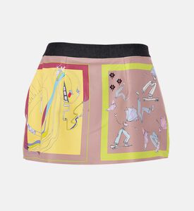تنورة قصيرة بطبعة غرافيكية متعددة الألوان