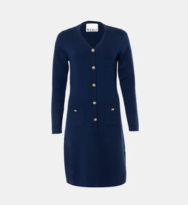 فستان ضيّق بصف أزرار صوف