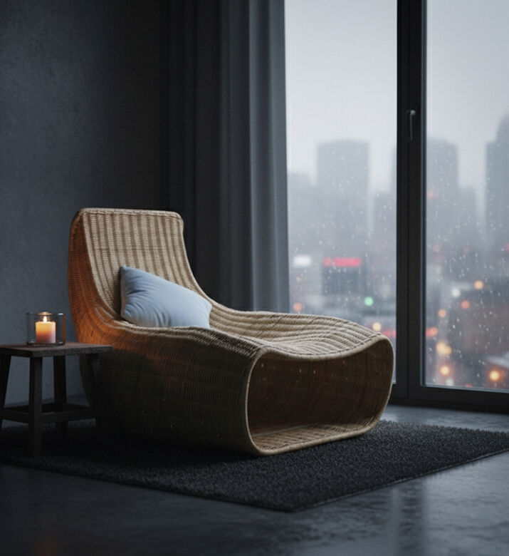 Home Deco and More Fei Rattan Wicker Weave Lounge Chair, Packshot View