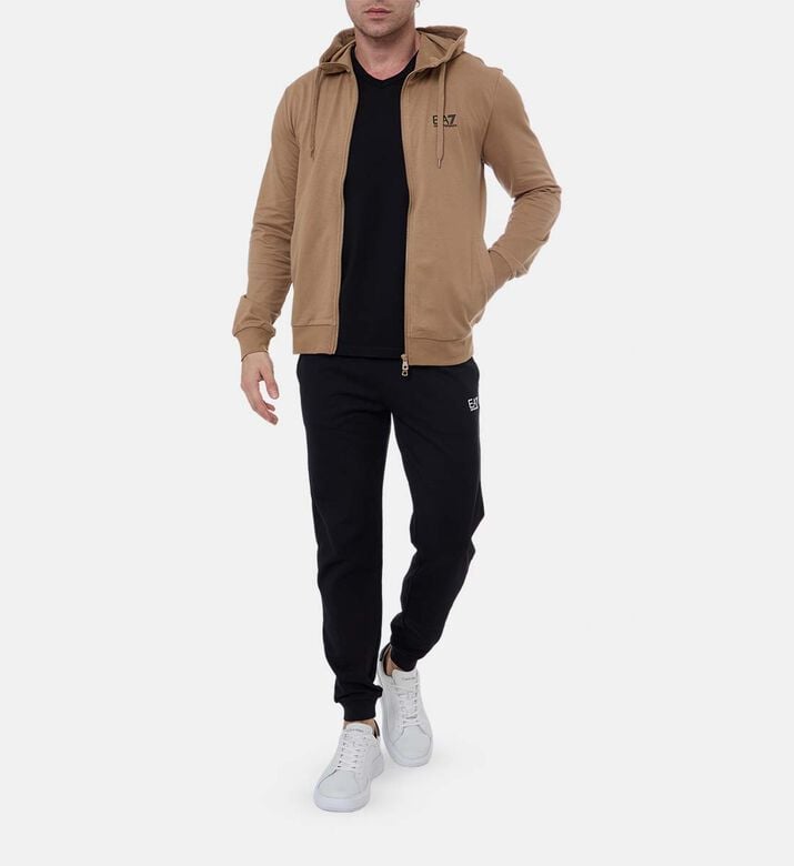 Zip-fastening Long-sleeve Hooded Set