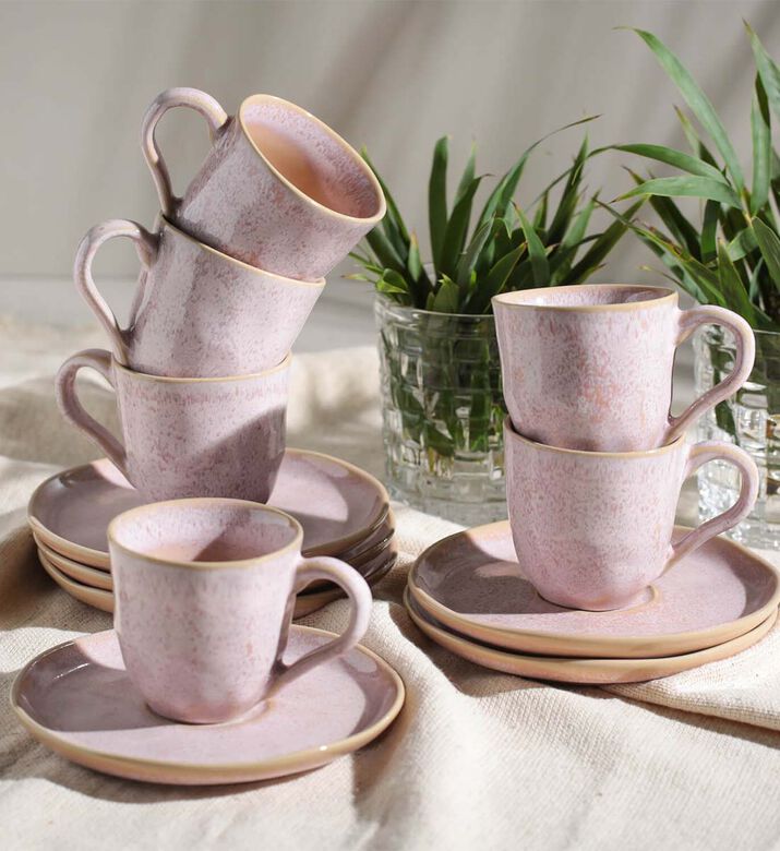 طقم صحن وكوب خزف حيوي