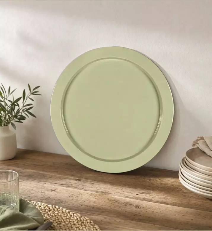 Baci Milano Round Melamine Serving Tray, Green, 51-cm, Model View
