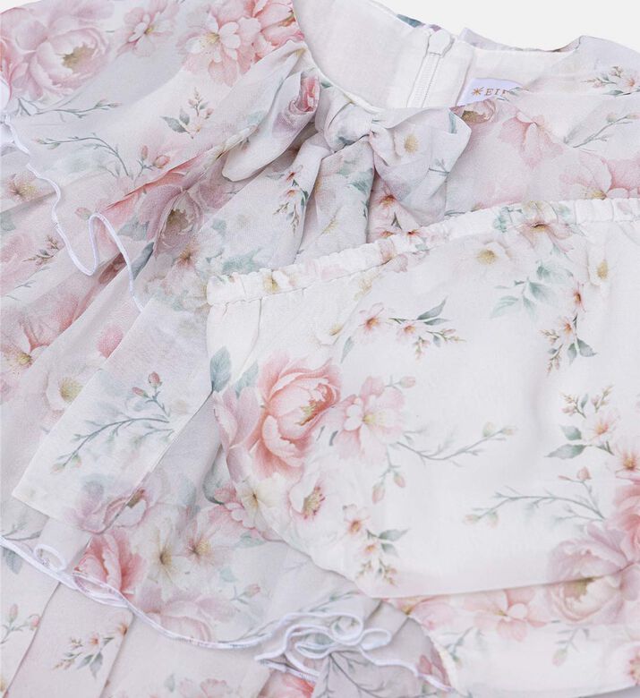 Chiffon Floral-print Bow-detail Dress Knickers Set