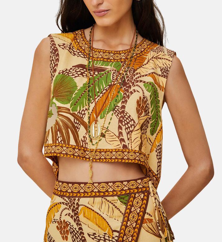Foliage Sketch Tropical-print Blouse