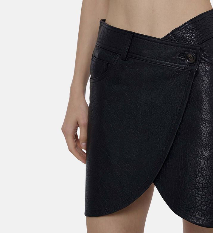 Ba and Sh Leather Wrap Mini Skirt, Model View