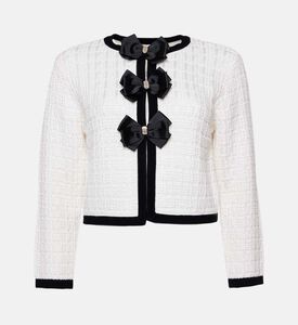 Alice and Olivia Akira Rib-knit Bow Cardigan, Packshot View
