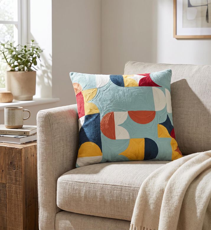 Home Deco and More Jinx Cotton Embroidered Filled And Vaccumed Cushion, Packshot View